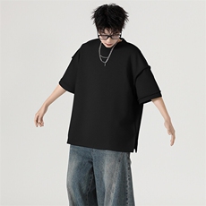 现货-夏季新品立体个性T恤男重磅潮流纯色圆领短袖-AT2428-P48，男装T恤，电商A351