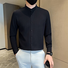 秋季社会小伙男士修身纯色立领店主风长袖衬衫301A-1/C01/P55，男装衬衫，星座301A-1