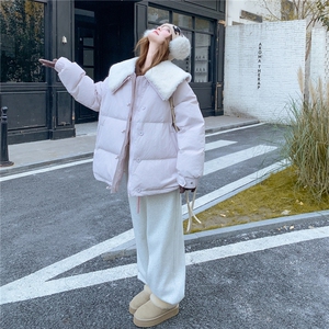 现货！2025冬毛领拼接淡紫色90绒羽绒服2C056-7103-P315控478图片