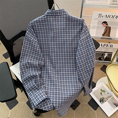 格子衬衫男女韩版潮流长袖帅百搭宽松2025春夏ins外套CY1095-P34，男装衬衫，星座412-3