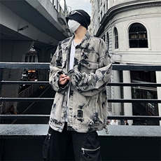 美式牛仔外套男春扎染破坏牛仔衣设计感高街夹克潮NT521P75，男装工装外套，星座301D-2(原星座1004-1）