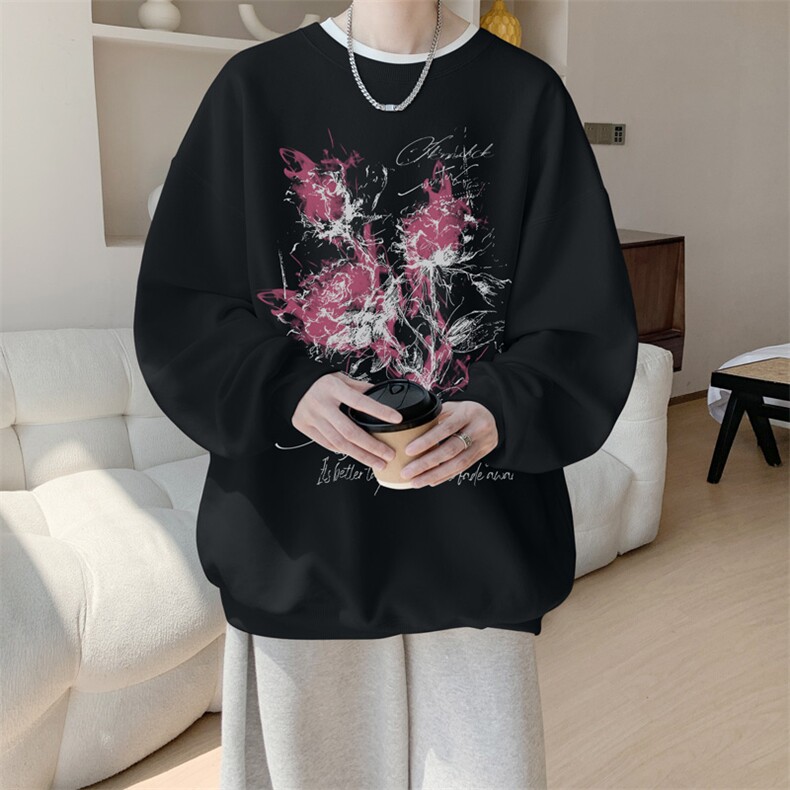 已注册/华棉内景春秋重磅宽松圆领卫衣男大码WY00640/P35加绒P45,男装卫衣,电商B316