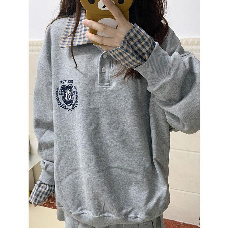 5297-P50原版做工刺绣纯棉华棉复合POLO领卫衣薄款,女装卫衣/绒衫,星座617A-2