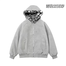 现货(网图)双面穿豹纹连帽座山雕PU皮棉衣情侣外套313B-PM06-P115，男装棉衣，星座313B