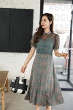 碎花假两套连衣裙，女装连衣裙，蓝芝衣秀