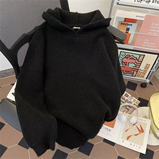 2024灰色连帽针织衫男秋冬宽松韩系高级感慵懒风毛衣男MZ681-P72，男装针织衫/毛衣，星座412-2