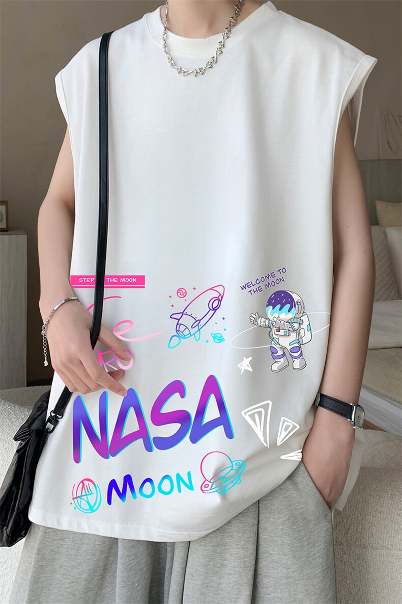 NASA联名同款纯棉汗背心男士大码宽松汗衫男无袖t恤男BX25186-P25,男装T恤,电商A040