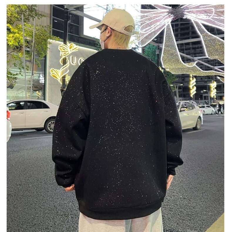 SK115-P35宽松落肩卫衣男士满天星衣服男装潮牌帅气百搭春秋季,男装T恤,电商B323A