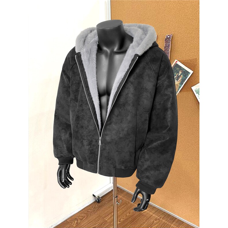 座山雕皮衣外套棉衣棉服夹克连帽毛领棉袄袖子是绒207-1668特p58,男装夹克,星座207