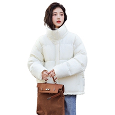 2023冬装新款时尚潮流简约气质优雅内里拼色帽子可脱卸羽绒服，女装羽绒服，韩蜜菓