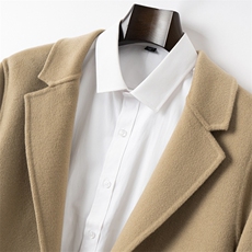 男士中长款毛呢外套韩版商务翻领羊毛风衣双面呢子羊毛呢大衣，男装毛呢大衣，优远毛呢大衣