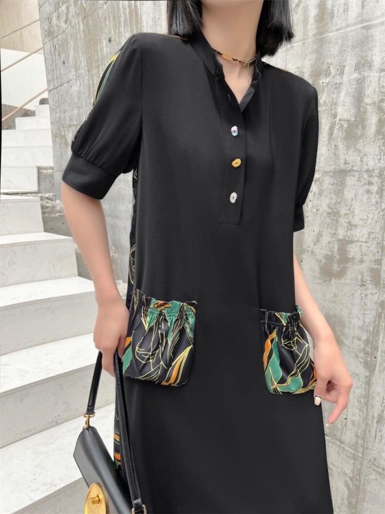 拼色连衣裙，女装连衣裙，FEIZI 飞子