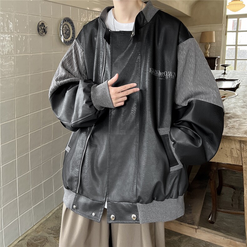 港风肩膀民族风大码M-5XL夹克男情侣皮衣男女外套JK8756P110控149，男装民族服装，星座227-7