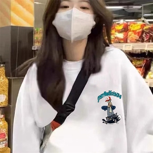 情侣装卫衣女2024秋新款宽松休闲简约长袖上衣百搭运动女装外套,女装卫衣/绒衫,初闻兮