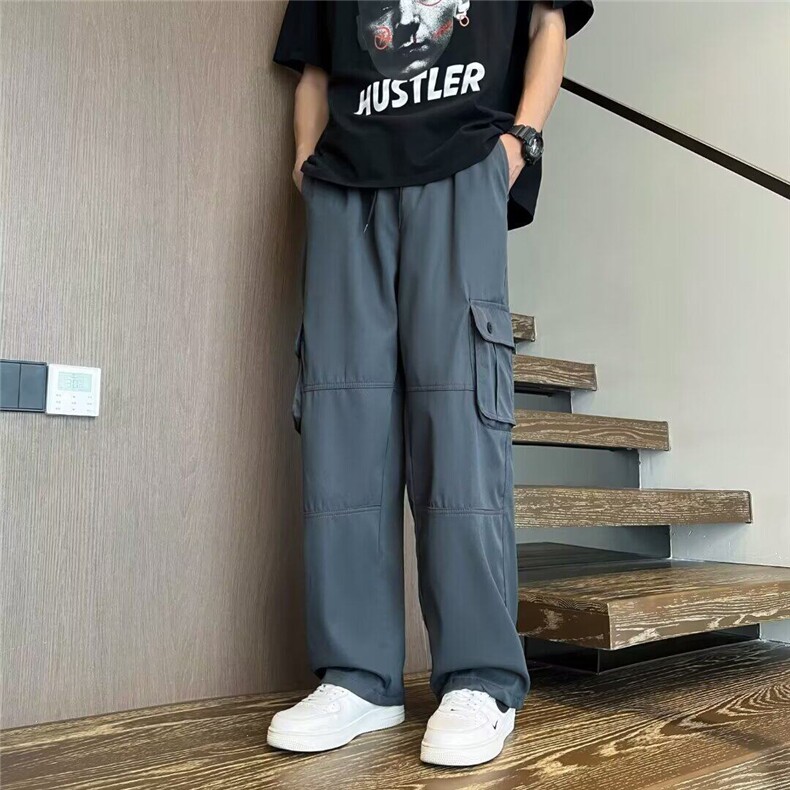 V160-P55日系大口袋阔腿宽松直筒工装休闲裤男女潮流抽绳休闲裤,男装工装外套,星座911-1