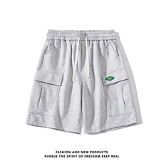 平铺白底2025夏装新品大口袋工装运动裤短裤卫裤中裤男DK05-P38，男装休闲裤，电商042
