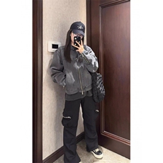 W9270-P80春季新款美式复古牛仔外套痞帅无领棒球服水洗夹克，男装夹克，星座1608-2