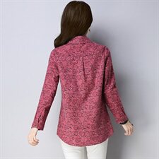 时尚都市修身显瘦气质个性2024年秋款印花长袖衬衫排多扣休闲潮流，女装衬衫，风姿绰