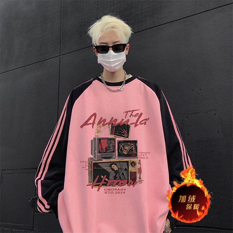 抖音得物供货提供视频秋冬重磅美式宽松织带圆领卫衣0772,男装卫衣,电商A486