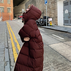 冬季羽绒服女韩系长款高级感连帽2025独特超好看百搭厚外套白鸭绒，女装羽绒服，2C053