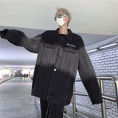渐变牛仔外套男春秋季高街潮复古宽松水洗衣服工装夹克HH8898P61，男装工装外套，星座1013-5