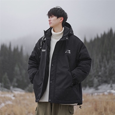 新疆山系图案印花百搭宽松休闲连帽棉服A247-MY85607特批95控158，男装棉衣，电商A247