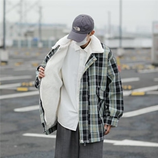 格子羊羔毛棉衣男士冬季加绒加厚潮流棉服M9018P90，男装棉衣，星座1116-2