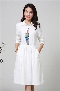 时尚优雅长袖连衣裙 修身显瘦气质女装图片