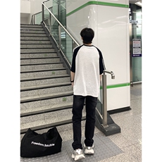 2025美式220克三条杠撞色短袖T恤网图C403A-ZST2605特P25，男装T恤，电商C403A
