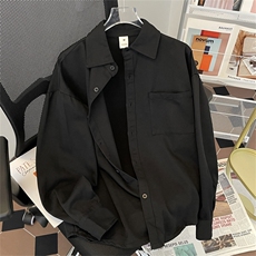 日系简约工装衬衫男春季潮牌ins宽松长袖休闲外套W8073-P38，男装衬衫，星座512-4