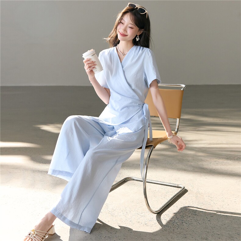 时尚休闲棉麻两件套裤2026年夏季时尚潮流,女装套装/套裙,江南富贵女