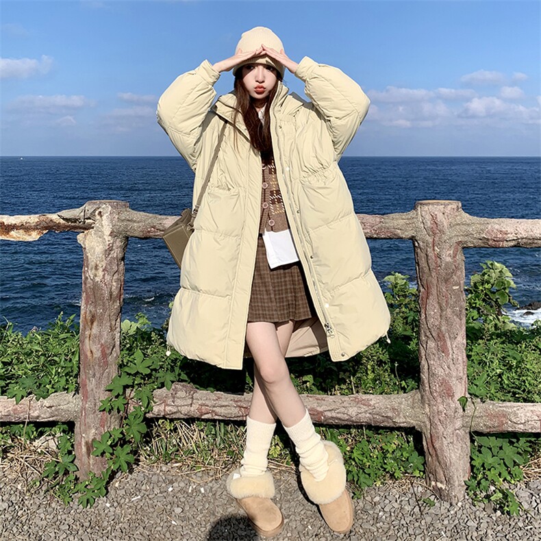 韩版学院风中长款羽绒服女2025年冬季新款加厚显瘦减龄白鸭绒外套图片