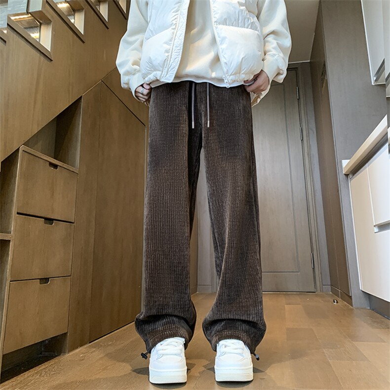 秋季新款重磅灯芯绒直筒抽绳休闲裤M~5XLXZ604-KG64-P45控58,男装休闲裤,星座604