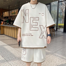 84306-P55青少年冰丝短袖运动套装t恤初高中学生男装宽松潮牌，男装T恤，电商D310B