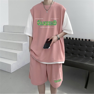 华夫格套装潮流休闲短袖短裤两件套FTZ3055-P55控78图片