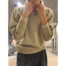 翻领毛衣女秋季长袖宽松显瘦上衣POLO领针织衫打底衫LM0388-P60，男装T恤，星座1008