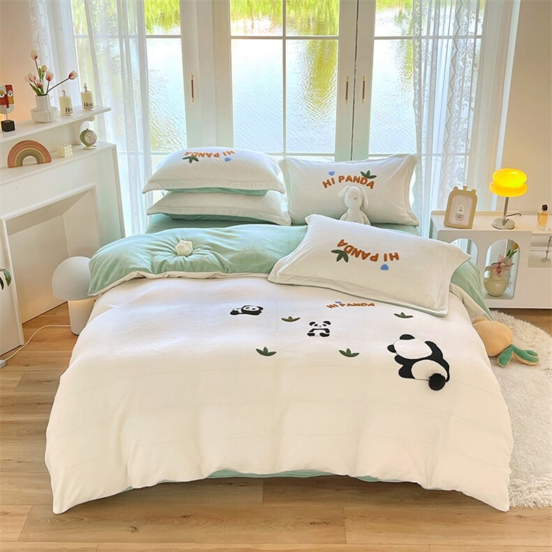 新款牛奶绒毛巾绣四件套系列，床品套件，一起卖家纺