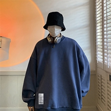 圆领卫衣男大码加厚加绒长袖t恤男S6045-P28加绒款-P33，男装卫衣，电商A040