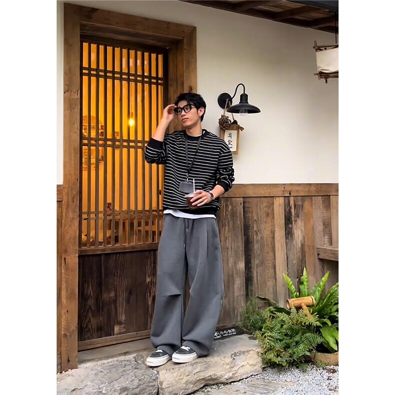 【现货】秋季美式慵懒风解构卫裤男女休闲运动弯刀裤K06083P55,男装休闲裤,星座1004（原星座815-3）