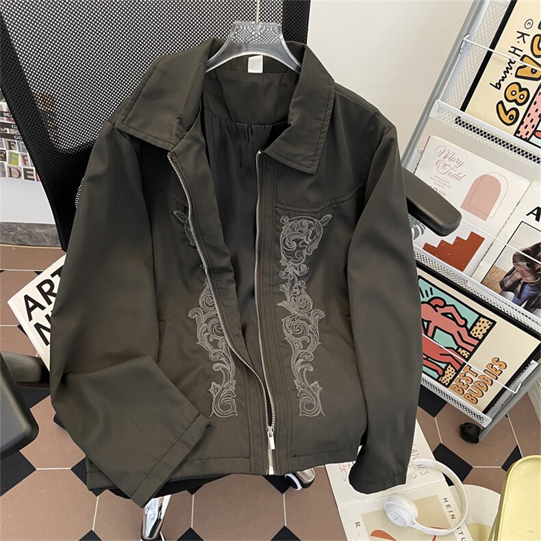 ins美式复古雕花西部刺绣短款翻领夹克男JK06631-P75,男装夹克,星座308B-2