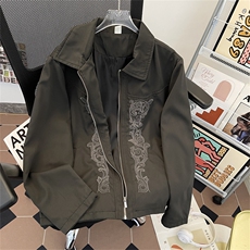 ins美式复古雕花西部刺绣短款翻领夹克男JK06631-P75，男装夹克，星座308B-2