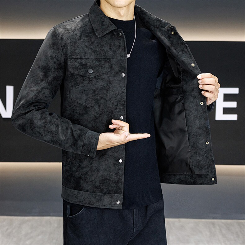 加绒款皮衣外套复古百搭宽松机车服pu皮夹克JK2566常规P78加绒P88,男装夹克,星座301B-1