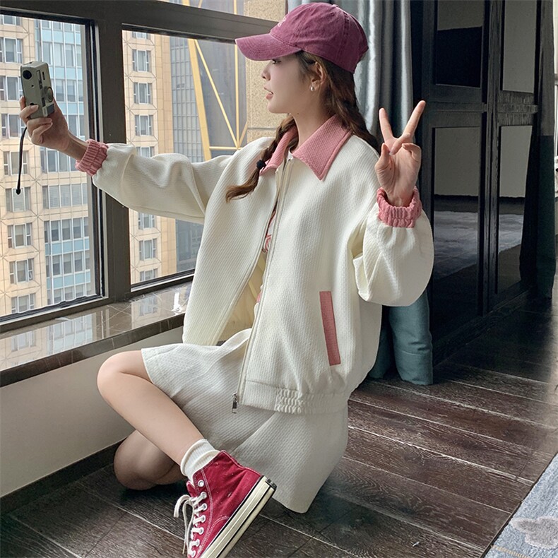 韩版棒球服上衣半身裙两件套女春秋季2025新款甜酷风外套减龄套装,女装套装/套裙,浙宝276（原081）