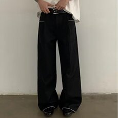 休闲裤子男款春秋潮牌重磅西裤小众美式弯刀裤男士宽松阔腿裤子，男装西裤，星座506A