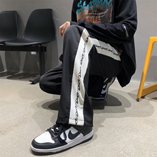 美式hiphop裤子高街潮ins休闲裤男夏季新款潮牌阔腿长裤K8816-p32，男装休闲裤，星座1008-2