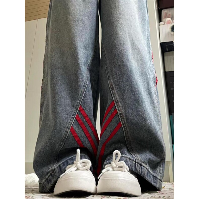 【有货】三条杠条纹牛仔裤男女款美式vibe风裤子G8512WW-特P55图片