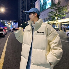 港风冬季新款棉衣男印花宽松PU皮立领面包服大码外套男MY626-P115，男装棉衣，星座505-3