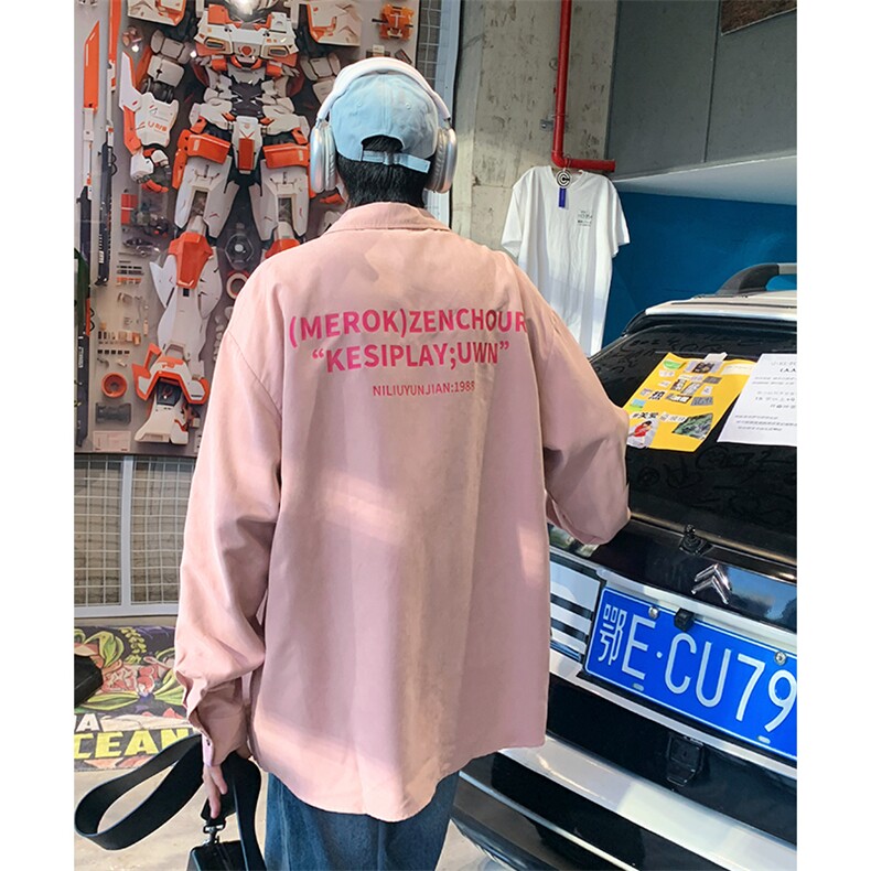秋季新款QT2603-TP30控价48多色可选桃皮绒休闲宽松印花衬衫男,男装衬衫,电商A102
