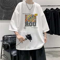 冰丝七分袖t恤男大码五分袖男短袖男中袖Q11370-P30，男装T恤，电商A040