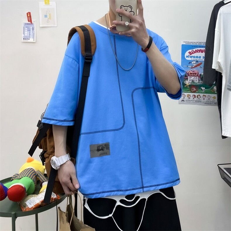 夏季短袖t恤男潮流港风时尚打底衫A210-A8308-P25控38，男装T恤，星座210-3